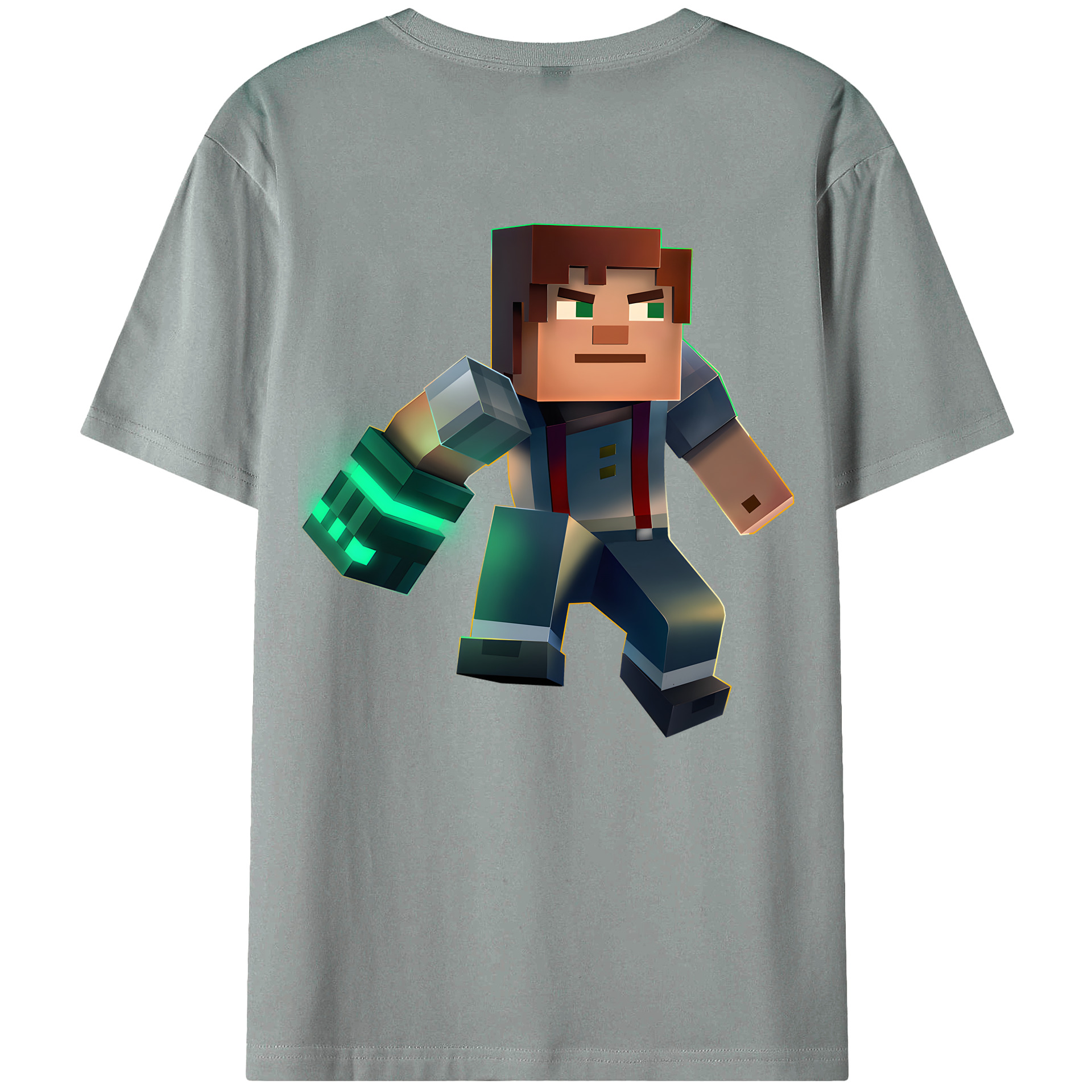（画像用） マインクラフト ブロックの世界 Minecraft MC Block world 綿100％ メンズ半袖Tシャツ（バックプリント） 通気性